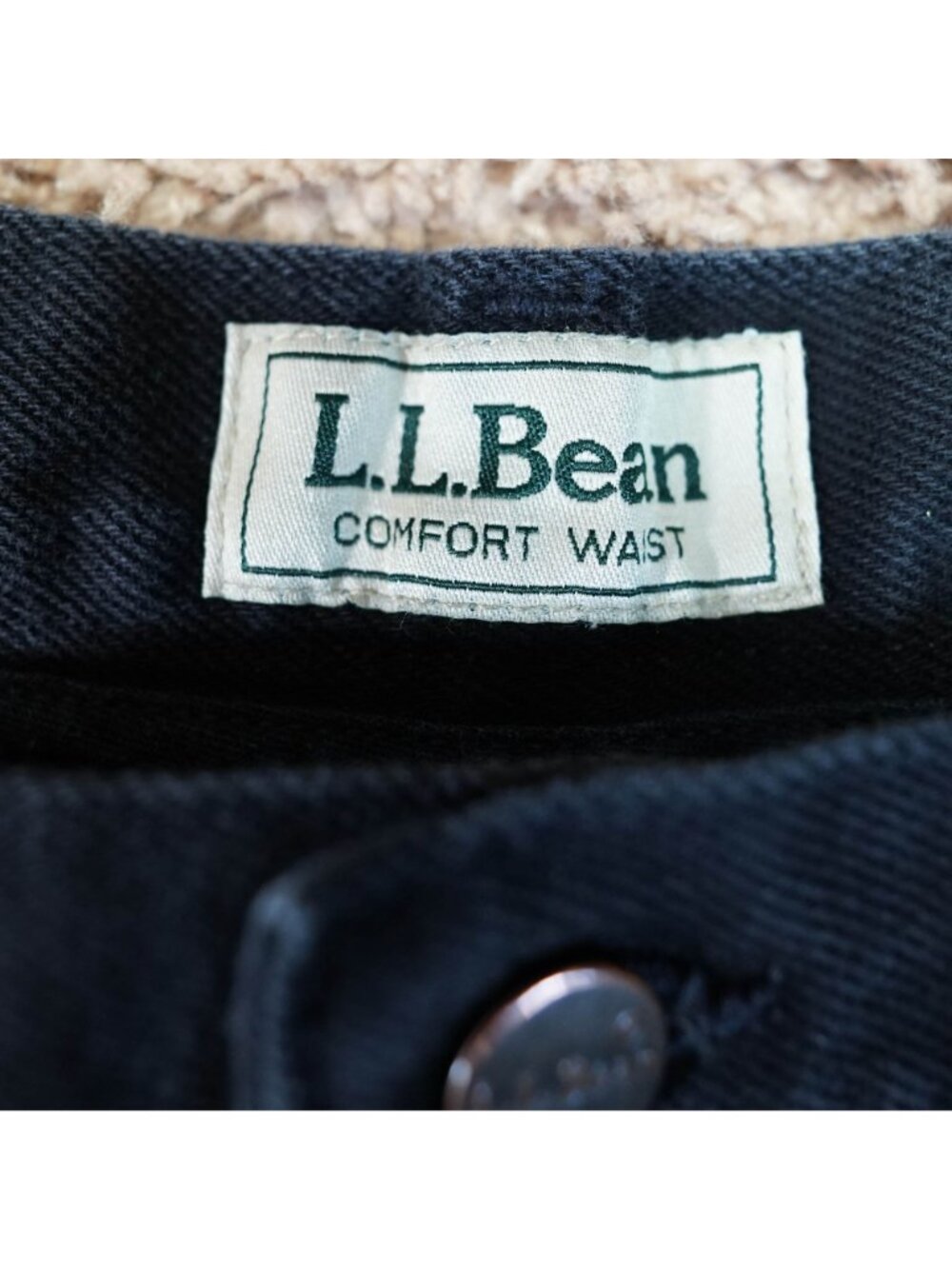 LL Bean Comfort Waist Jeans Mens Tag 42x29 Act 40x28 Black Straight Leg Denim - Picture 9 of 10